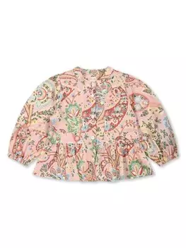 ETRO KIDS рубашка из поплина с цветочным принтом, розовый