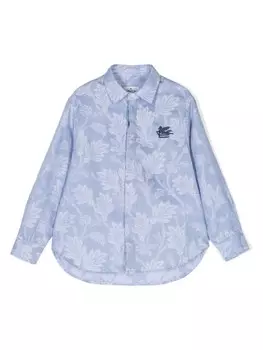 ETRO KIDS рубашка с вышивкой Pegaso, синий