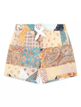ETRO KIDS Шорты с принтом в стиле пэчворк, желтый