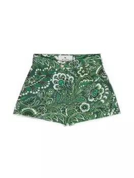 ETRO KIDS шорты с узором Pegaso и принтом пейсли, зеленый