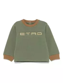 ETRO KIDS толстовка с вышитым логотипом, зеленый