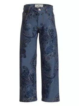 ETRO KIDS жаккардовые прямые джинсы, синий