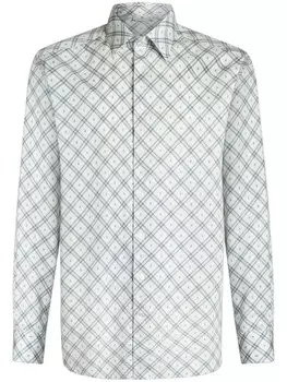 ETRO клетчатая рубашка с узором пейсли, белый