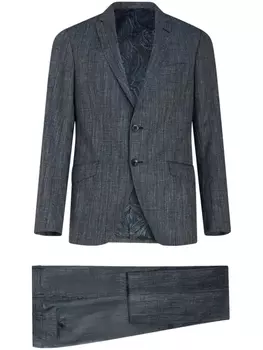 ETRO клетчатый костюм с однобортным пиджаком, синий