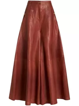 ETRO кожаные брюки широкого кроя, красный