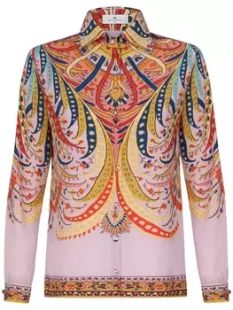 ETRO крепдешиновая рубашка с принтом пейсли, розовый