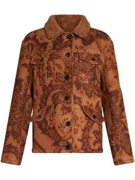 ETRO куртка из овчины с принтом, коричневый