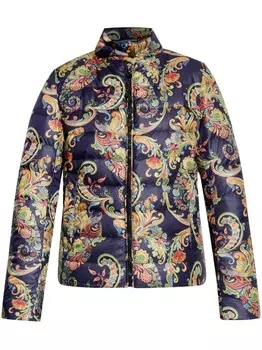 ETRO куртка-пуховик с принтом пейсли, синий