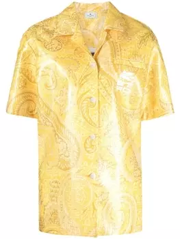 ETRO куртка-рубашка с короткими рукавами и логотипом, желтый