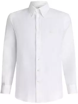 ETRO льняная рубашка с вышитым логотипом, белый