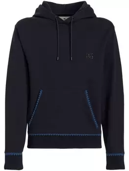 ETRO logo-patch pullover hoodie, синий