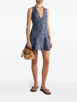 ETRO мини-платье из джинсовой жаккардовой ткани, синий