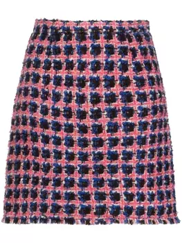ETRO мини-юбка из ткани букле с поясом, синий