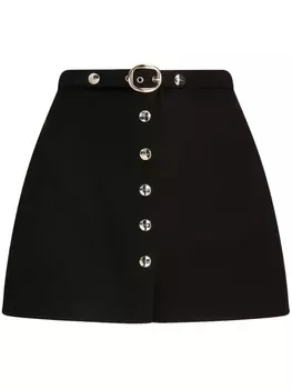 ETRO мини-юбка из вирджинской шерсти с поясом, черный