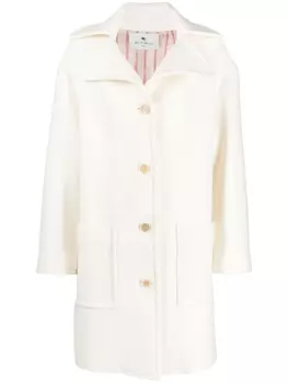 ETRO notched-collar single-breasted coat, нейтральный цвет