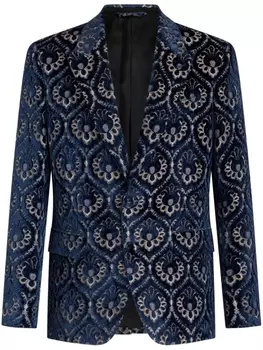 ETRO однобортный бархатный пиджак, синий