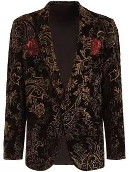 ETRO однобортный блейзер с пайетками, черный