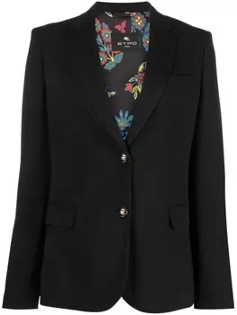 ETRO однобортный блейзер строгого кроя, черный