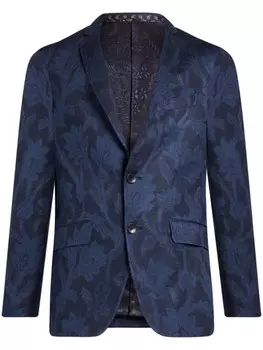 ETRO однобортный пиджак с цветочным узором, синий