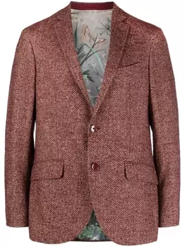 ETRO однобортный пиджак с узором в елочку, красный