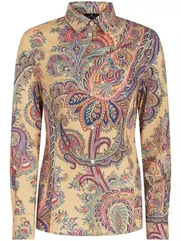 ETRO paisley-print buttoned shirt, коричневый