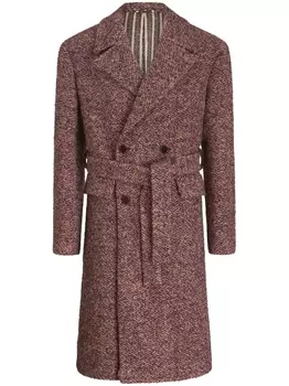 ETRO пальто с поясом и заостренными лацканами, красный