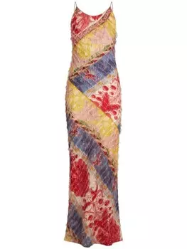 ETRO платье из смесового шелка с цветочным принтом, красный