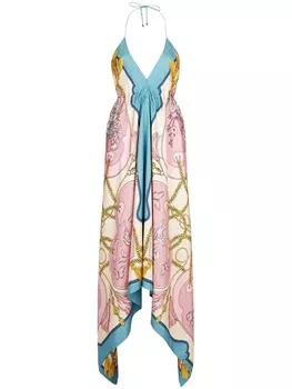 ETRO платье макси с асимметричным подолом и вырезом халтер, синий