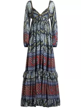 ETRO платье макси с принтом пейсли, синий