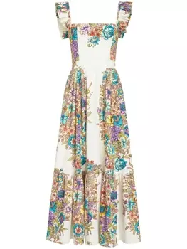 ETRO платье миди с цветочным принтом, белый