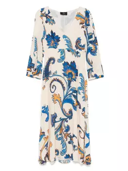 ETRO платье миди с цветочным принтом, нейтральный