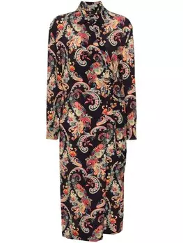 ETRO платье миди с принтом пейсли, синий