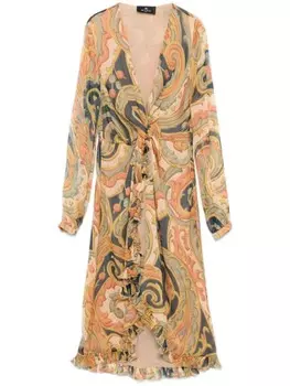 ETRO платье миди с принтом пейсли, нейтральный цвет