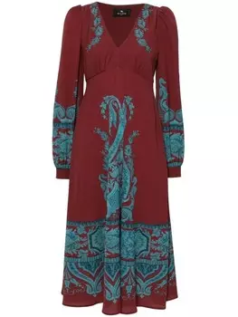 ETRO платье миди с принтом пейсли, красный