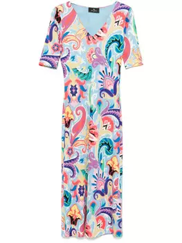 ETRO платье миди с принтом пейсли, синий