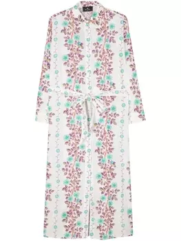 ETRO платье-рубашка с цветочным принтом, белый