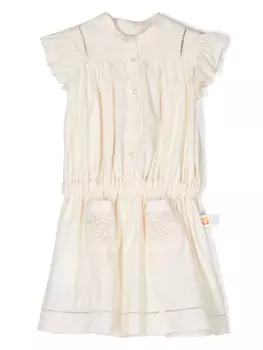 Etro платье с цветочной вышивкой, нейтральный цвет