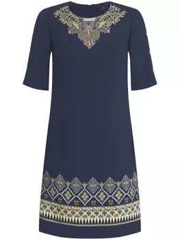 ETRO платье с короткими рукавами и вышивкой, синий