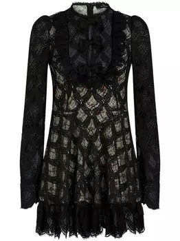 ETRO платье с оборками и кружевом, черный