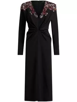 ETRO платье с вышивкой, черный