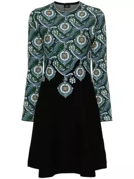 ETRO платье с жаккардовым узором, зеленый