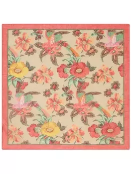 ETRO платок из смесового шелка с цветочным принтом, красный
