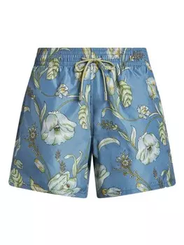 ETRO плавки-шорты с цветочным принтом, синий