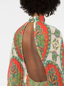 ETRO плиссированное платье с принтом пейсли, нейтральный цвет