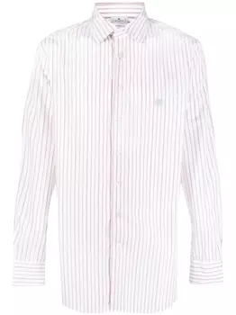 ETRO полосатая рубашка с вышитым логотипом, нейтральный цвет