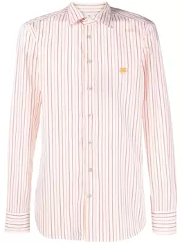 ETRO полосатая рубашка с вышитым логотипом, оранжевый