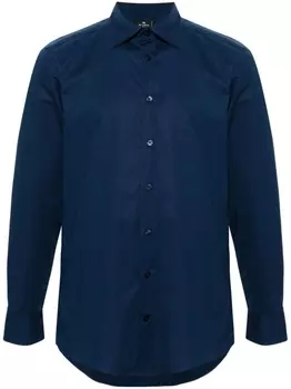 ETRO поплиновая рубашка с отложным воротником, синий