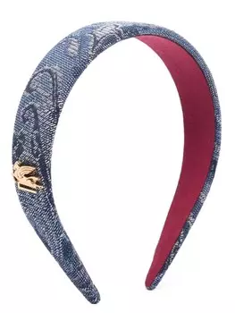 ETRO повязка для волос из джинсовой ткани с цветочным жаккардовым узором, синий