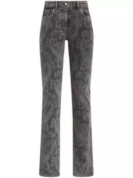 ETRO прямые джинсы с завышенной талией и принтом пейсли, серый