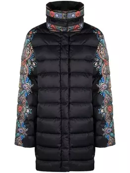 ETRO пуховик с цветочным принтом, черный